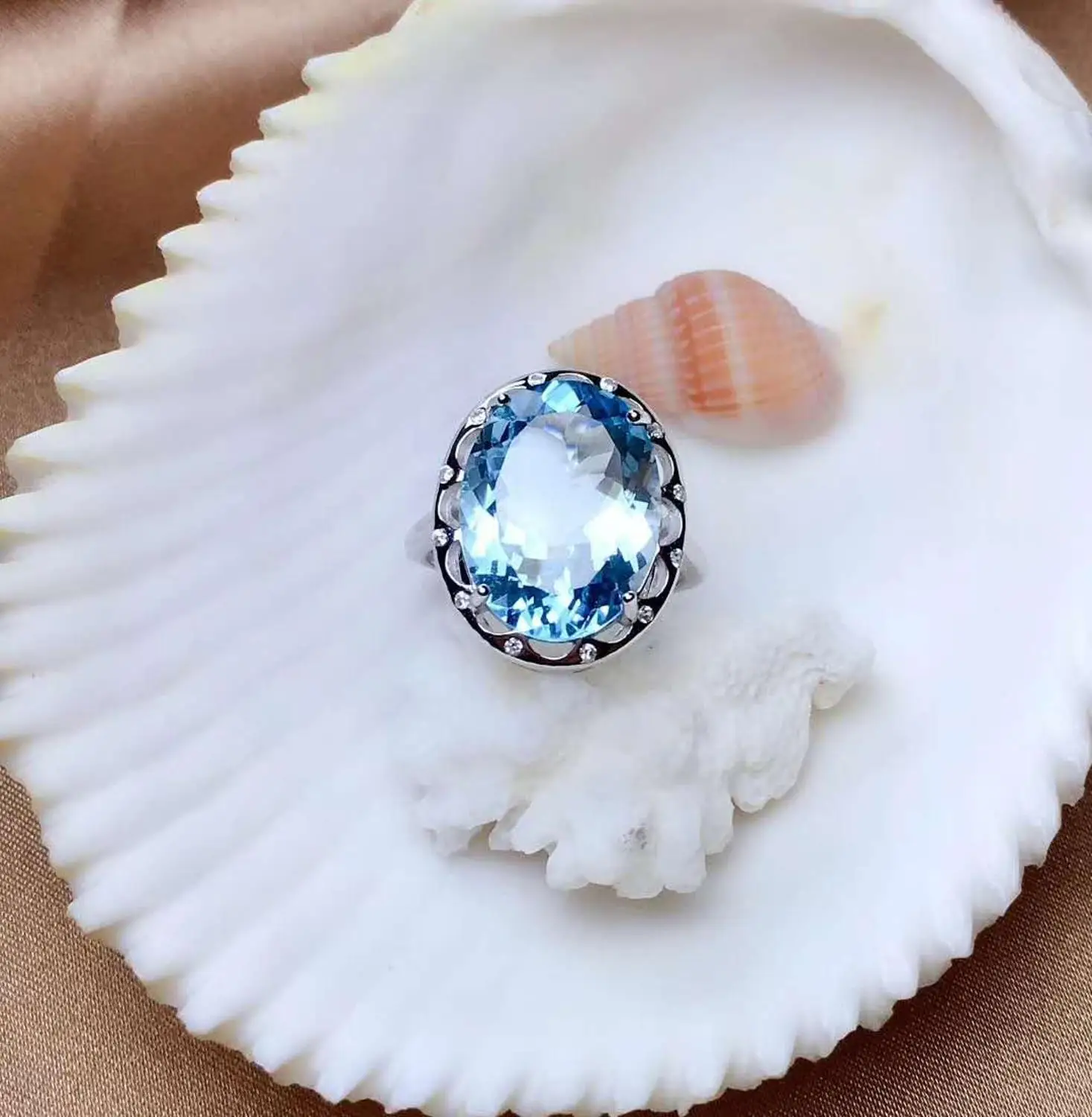 

Natural And Real Top Quality Blue Topaz Rings For Women 925 Sterling Silver Fine Jewelry Gemstone