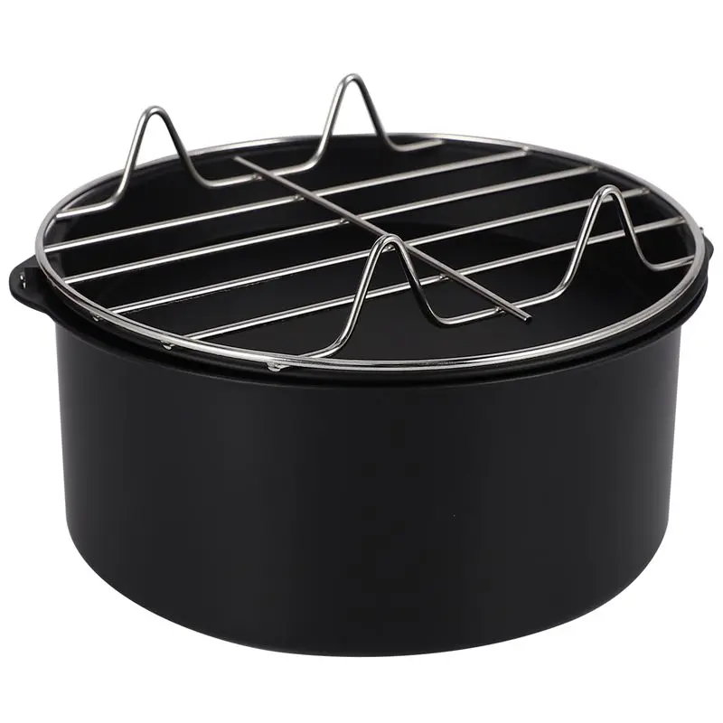 

7 Inch Fryer Accessory 3 In 1 Multifunctional Air Fryer Accessories Set Kit Parts Bread Shelf Cake Barrel Pizza Pan