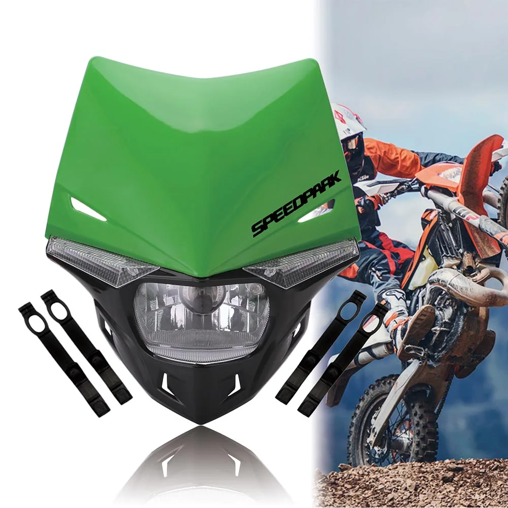 Green SPEEDPARK Универсальный мотоциклетный эндуро головной светильник Supermoto фары для мотокросса двойной Спорт для KTM EXC SX SXF XC MX SMR - Цвет: Green