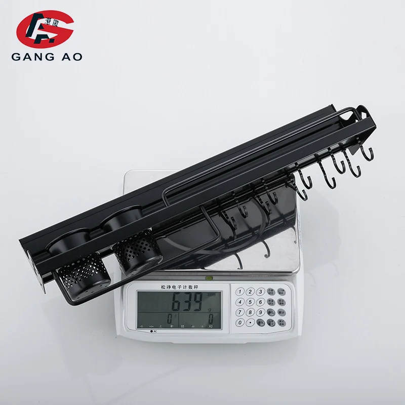 Sapce алюминиевая черная настенная кухонная утварь подвесная полка для кухни