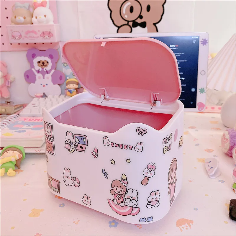 Милый Настольный контейнер для мусора мусорная корзина ведро хранения в