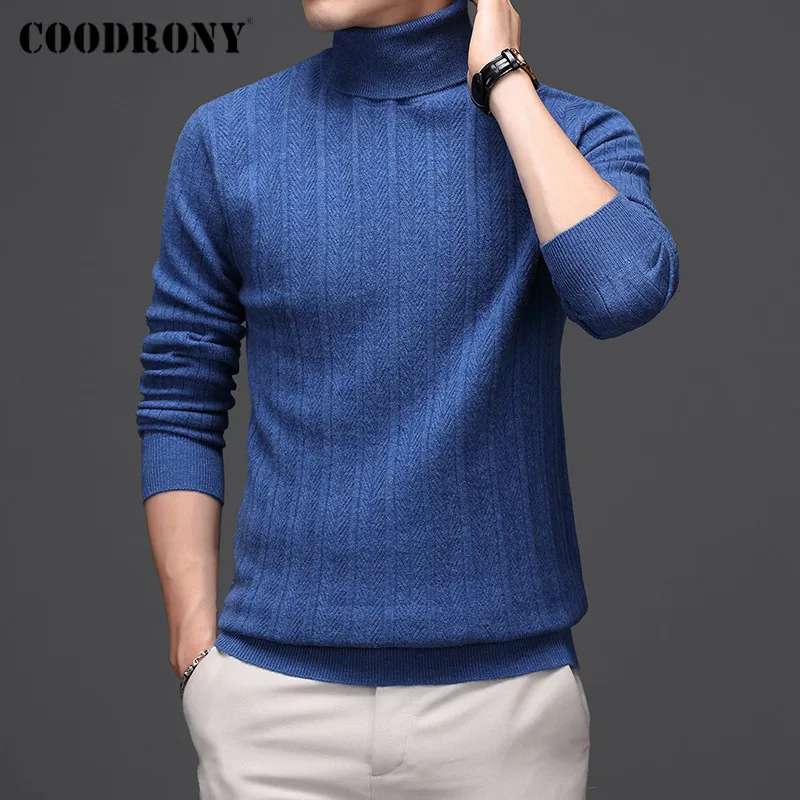 COODRONY Winter Thick Warm Turtleneck Men Soft Pure Merino Wool Sweater Pull Homme High Quality Clothing Fashion Pullover C3070