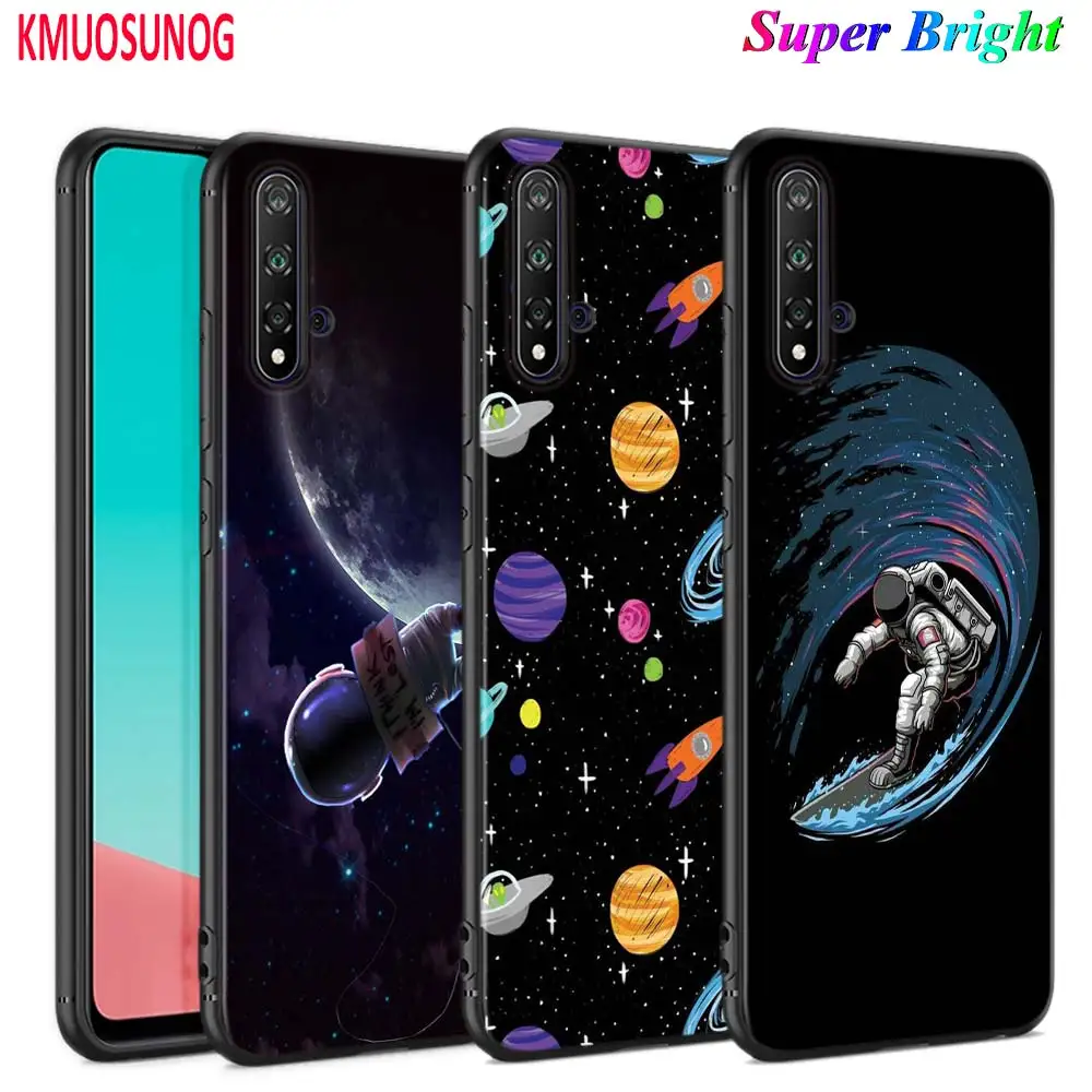 

Black Cover Cartoon space Astronaut for Huawei Nova 5 3i P Smart Z Plus 2019 P30 P20 Pro P10 P9 P8 Lite Plus Phone Case