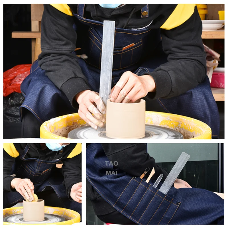

Pottery Denim Split Leg Apron Portable Pocket DIY Ceramic Sculpture Mud-retaining Overalls Anti-oil and Anti-fouling Water wash