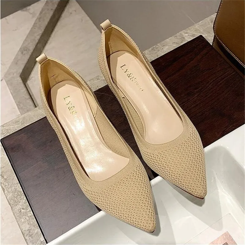 

2020 new mesh breathable high-heels high-quality fabric shallow Pointed Toe Party summer high-heel womens shoes Zapatillas Mujer