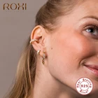 Женские серьги-кольца ROXI Ins, белые асимметричные серьги с геометрическим узором, свадебные серьги из стерлингового серебра 925 пробы