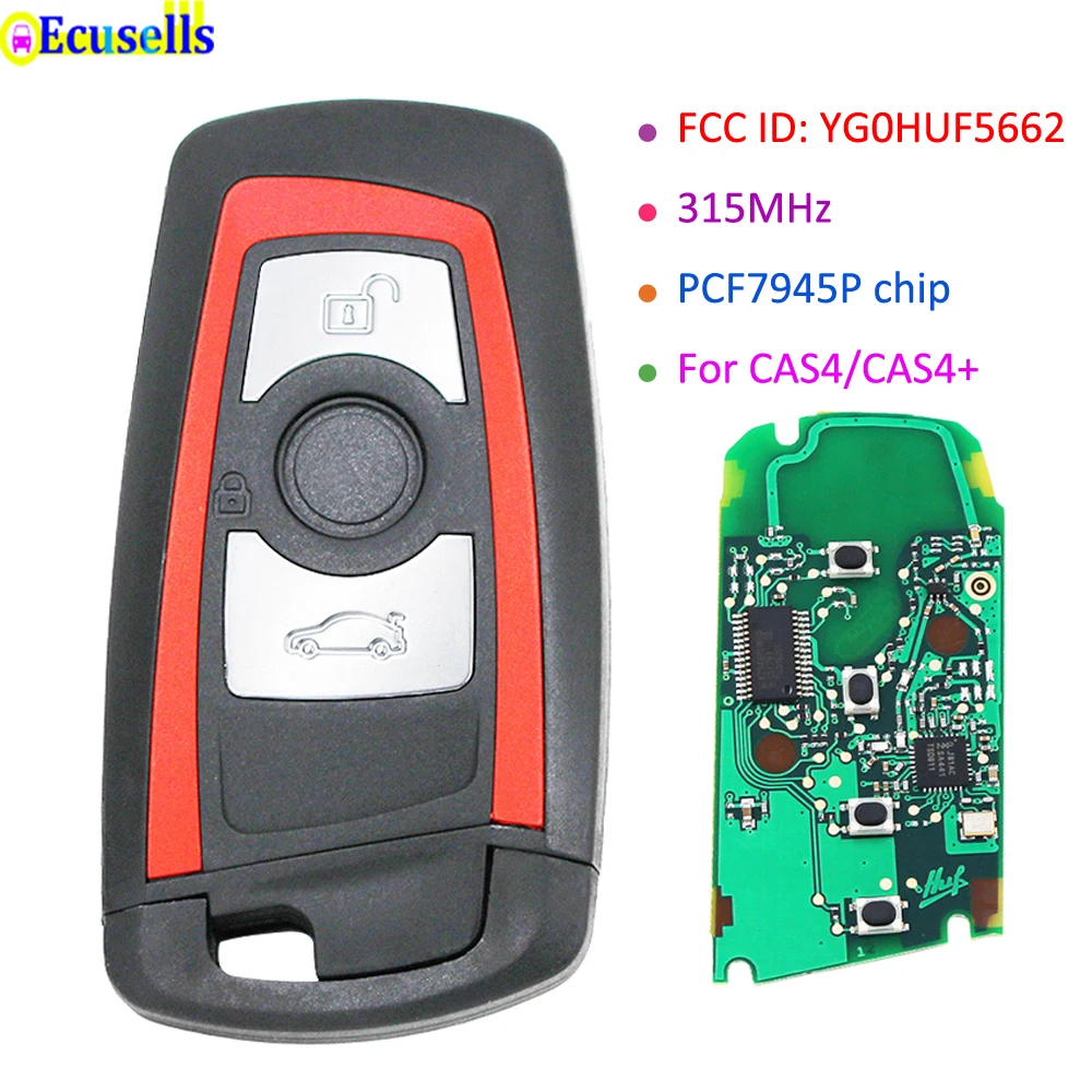 3 кнопки дистанционного ключа FSK 315 МГц YGOHUF5662 для BMW CAS4 + 5 7 F серии X5 X6 F20 F21 F30 F31 с PCF7945P