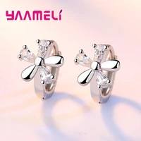 cheapbeautiful flower composition cubic zirconia girl women gift good quality 925 sterling silver stud earrings jewelry