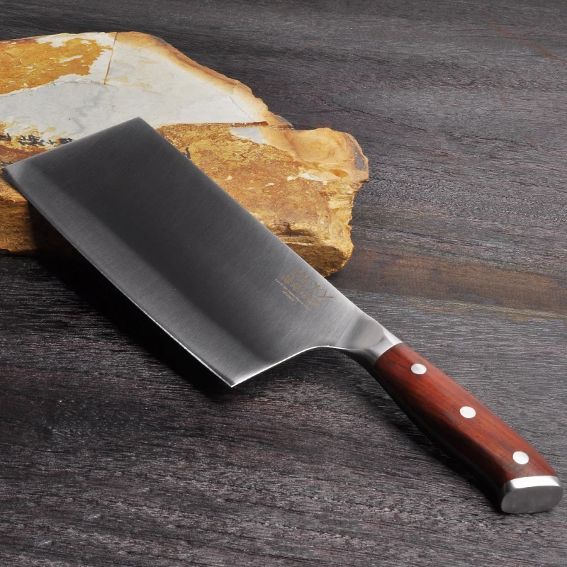 

Cleaver Kitchen Knife German 1.4116 Steel Meat Cutter Chinese Butcher Vegetable Knife Rozar Sharp with Sandalwood Handle 52