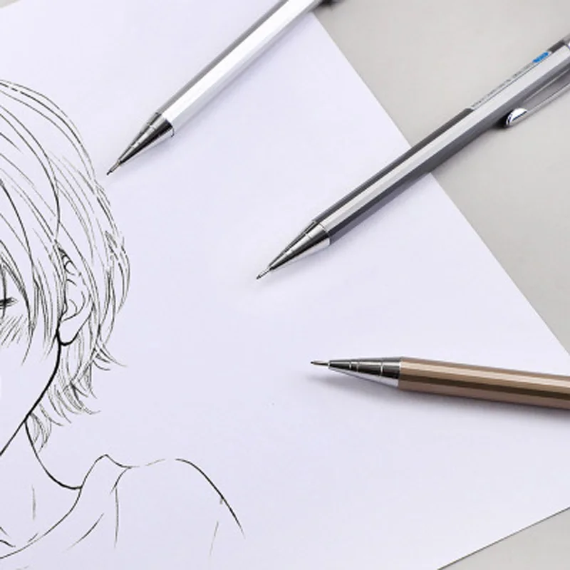 2pcs/lot Metal Mechanical Pencil 0.5mm/0.7mm Lead Refill Student Writing Stationery Automatic Pencils Office School Supplies | Канцтовары