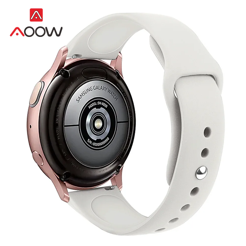 Apricot 20 мм 22 мм силиконовый ремешок для samsung Galaxy Watch Active 2 40 мм 44 мм 42 мм gear S2 S3 Active2 Amazfit huawei браслет Band Correa - Цвет ремешка: Apricot