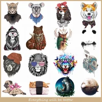 mix animals dog cat tiger orangutan patches on clothes a level washable applique iron on heat transfer for clothing wholesale