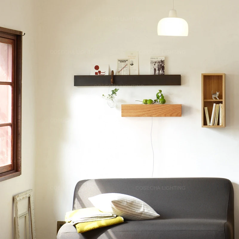 Скандинавские деревянные настенные светильники Светодиодные комнатные