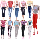 Одежда для куклы, модная футболка, брюки, костюм из двух частей, милый узор, подходит для куклы Барби 11,8 дюйма, Кукла шарнирная Blythe 16, игрушки для девочки