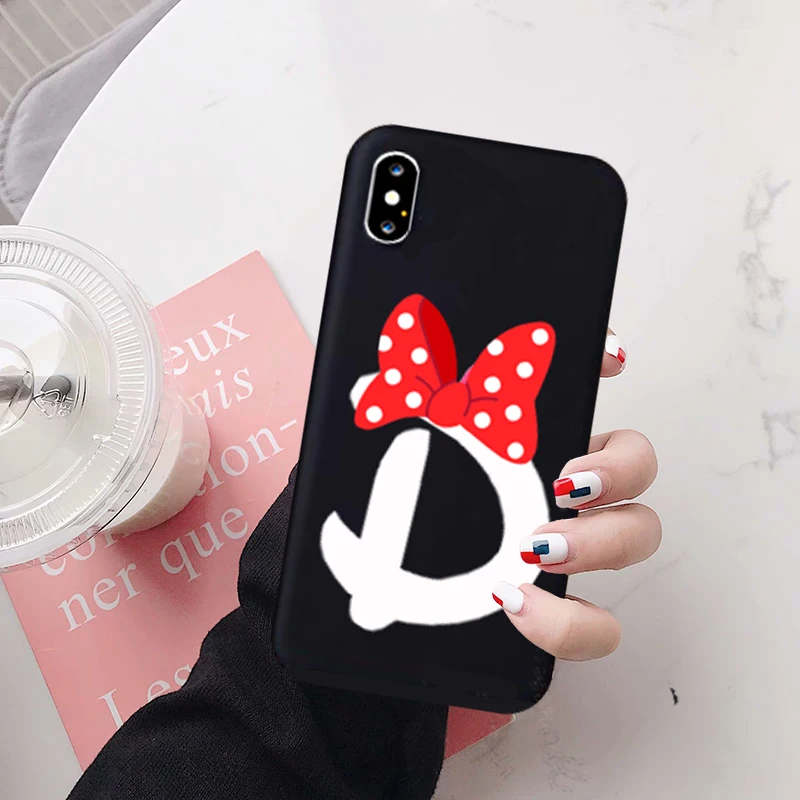 Чехол JAMULAR с милым бантом и надписью A B для iPhone X 11 Pro XS MAX XR 7 6 6s 8 Plus забавный мягкий