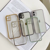 electroplate shockproof frame phone case for iphone 12 11 pro xs max xr x 7 8 plus soft clear tpu back cover