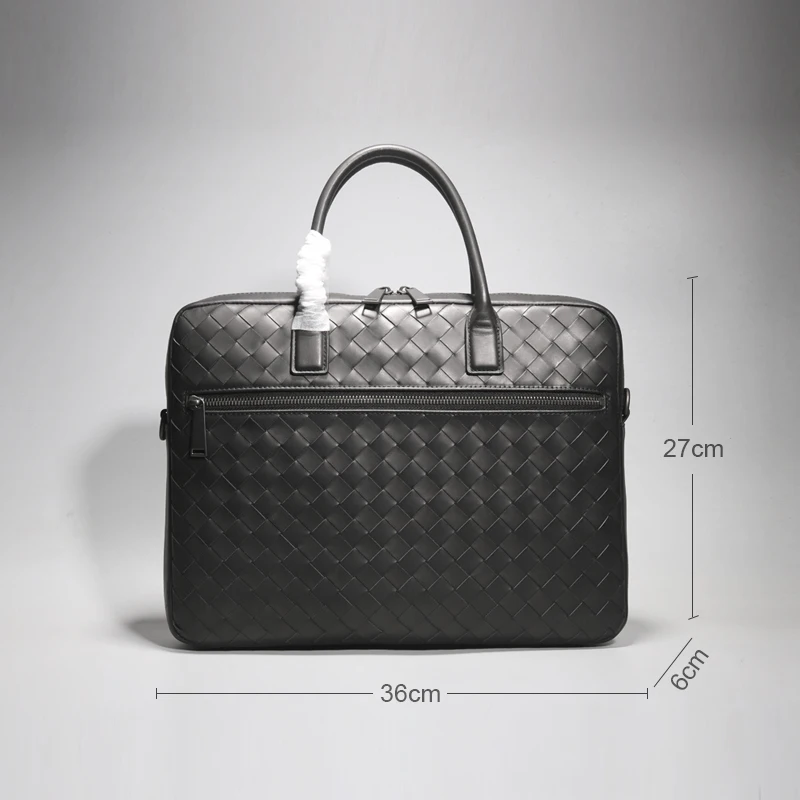 Luxury Brand Men's Top Genuine Leather Business Briefcase Portable Large Capacity Fashion Shoulder Messenger Woven Bag 2021 New