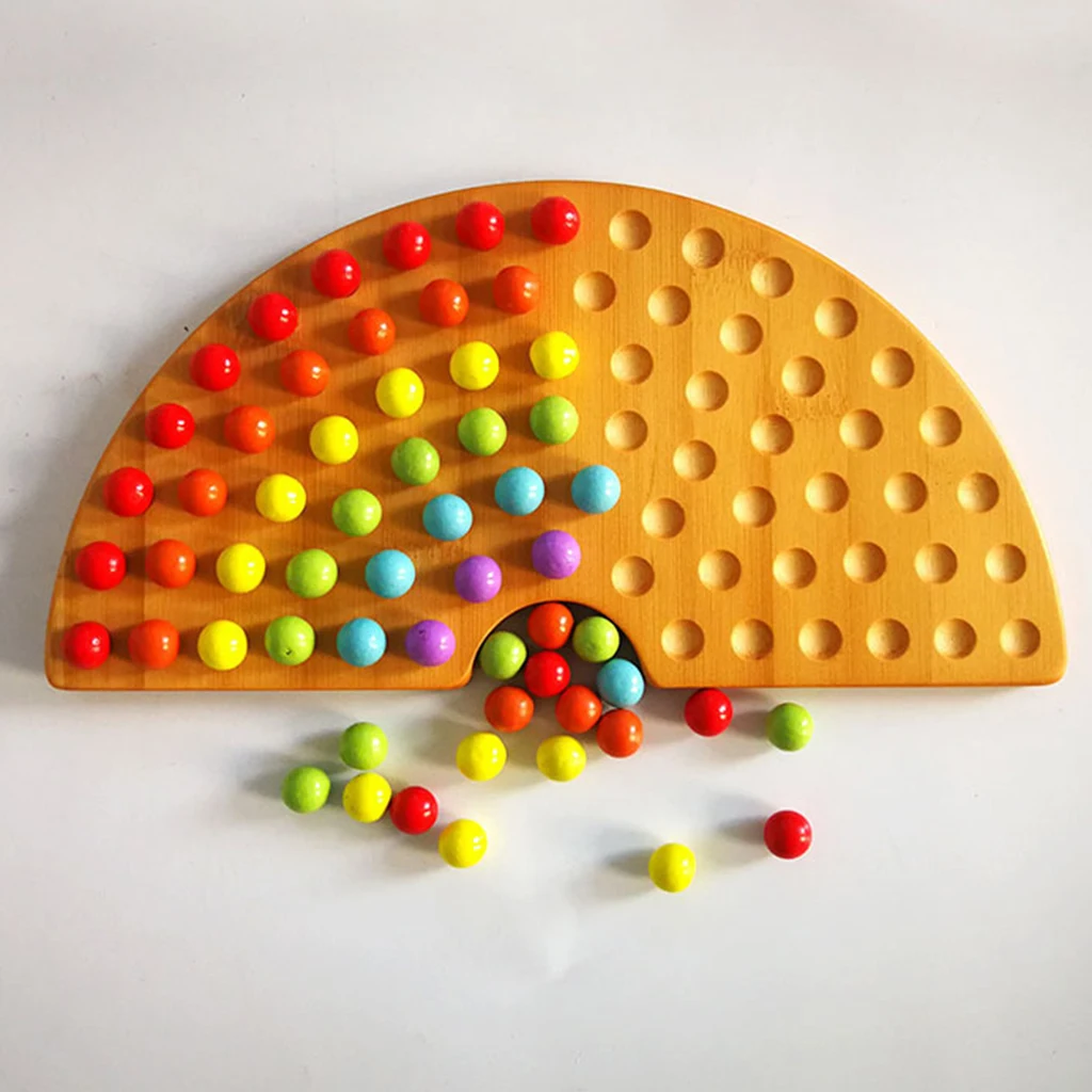 Деревянная доска с цветными сортировочными бусинами Обучающие счетные игрушки