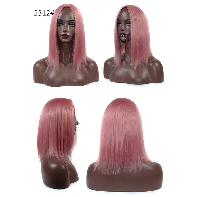 Розовый короткий парик косплей синтетические плечи длина боб для женщин