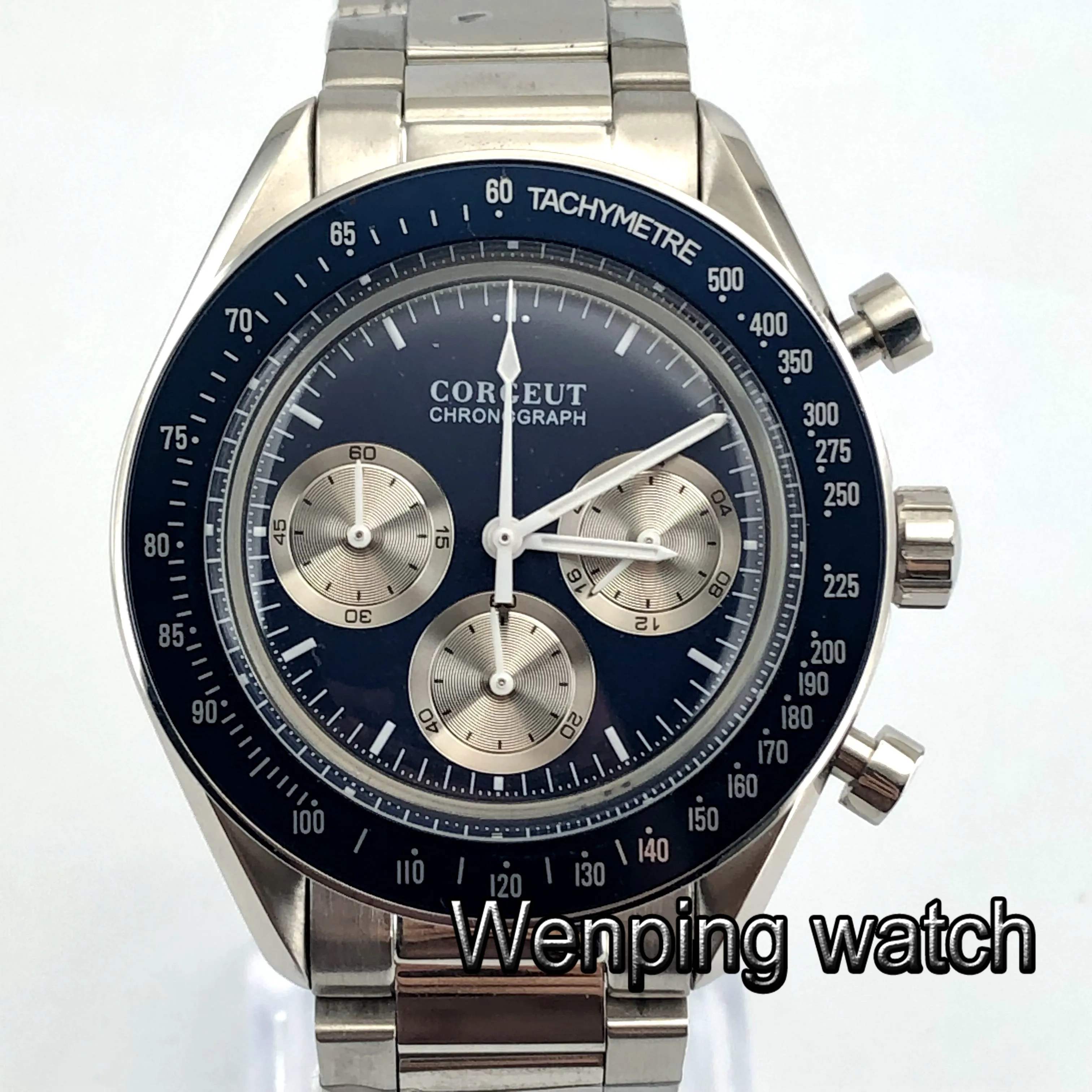 Часы мужские кварцевые с синим циферблатом 40 мм полированный корпус | Наручные