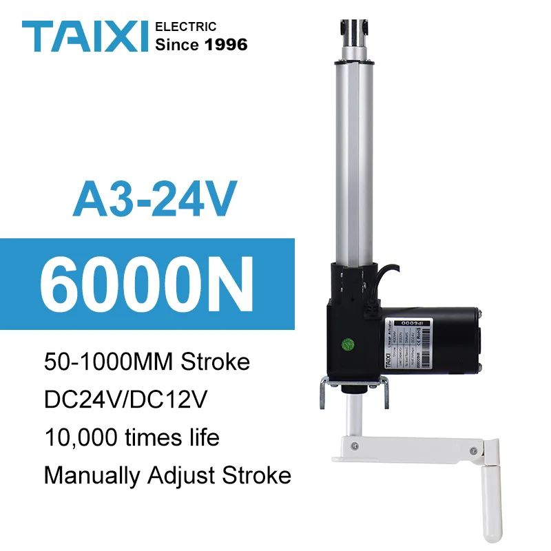 DC24v регулируемый ход электрический линейный привод 1000 мм 500 мм 6000N нагрузки, сплошные оконные промышленный Управление поле микро мотор толкателя