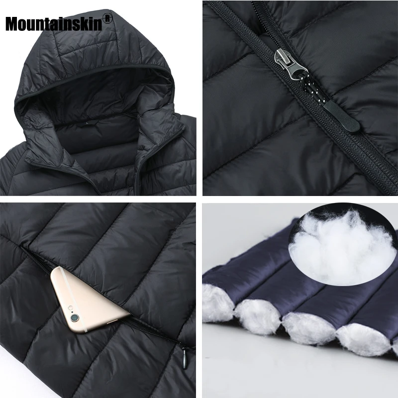 Mousainskin, новинка, зимние мужские пальто, сплошной цвет, с капюшоном, хлопковые куртки, мужские, повседневные, модные, теплые пальто, Мужская брендовая одежда, SA771