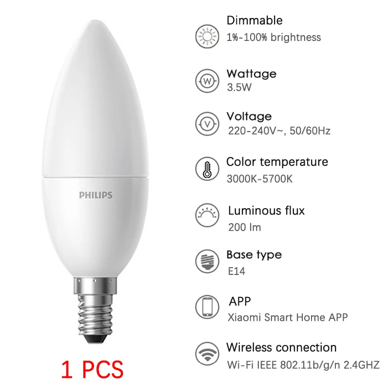 scrub version Xiao mi jia светодиодные свечи Смарт светильник лампа WiFi E14 затемнения PHILIPS Zhirui лампа приложение управление mi умный дом устройство автоматизации - Цвет: scrub version
