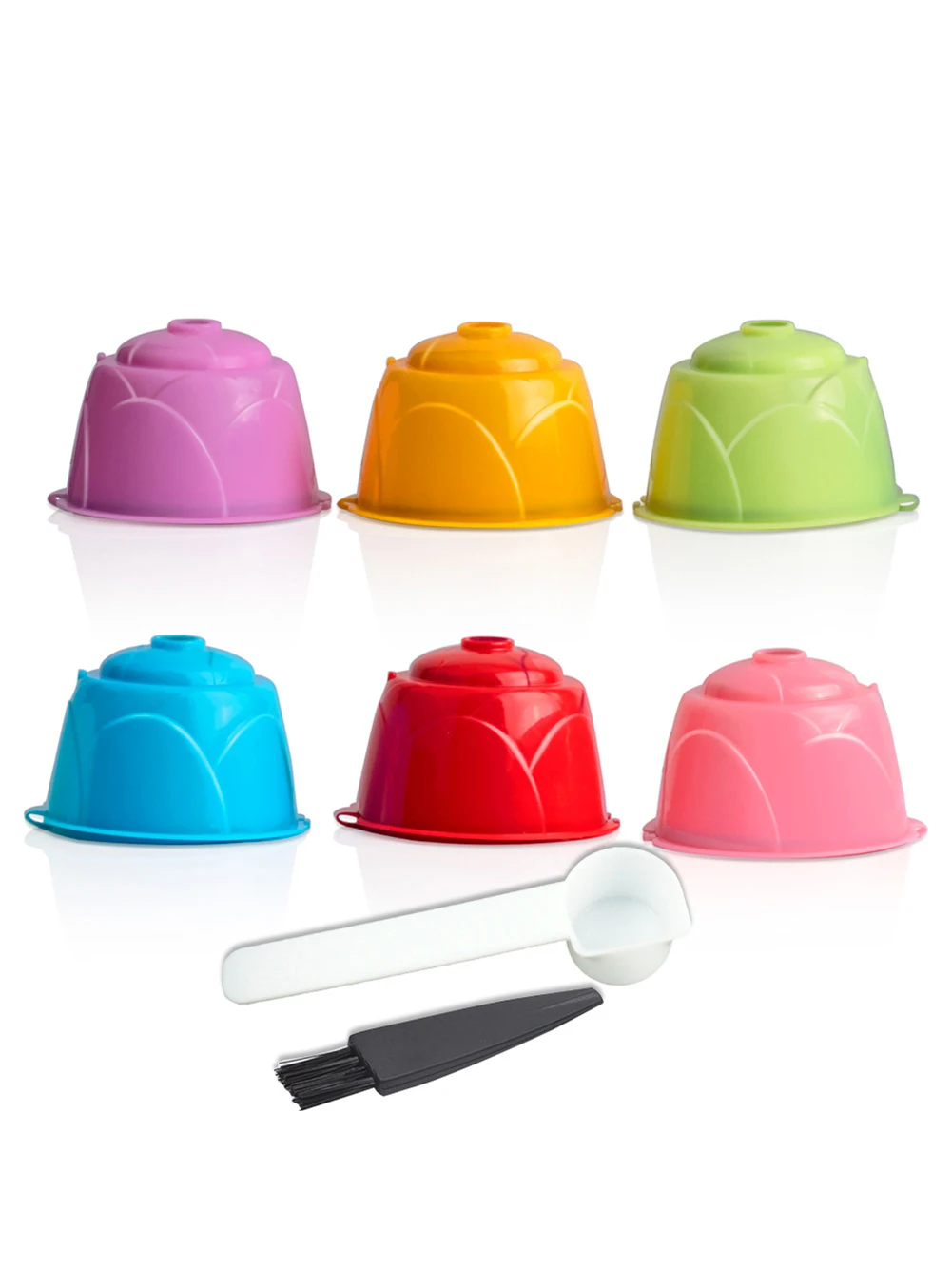 

Durable 1/6PC Reusable Coffee Machine Capsule Coffee Filter with Spoon & Brush Coffee Cup Holder Pod Strainer for Dolce Gusto