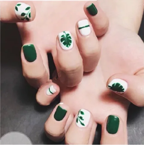 Green Leaf Nail Sticker Cactus Polka Dot Leopard Manicure | Красота и здоровье