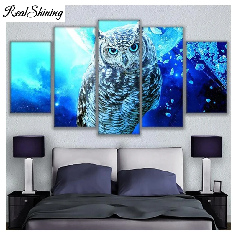 5 Панель мульти картины голубая сова 5D DIY Алмазная картина полный