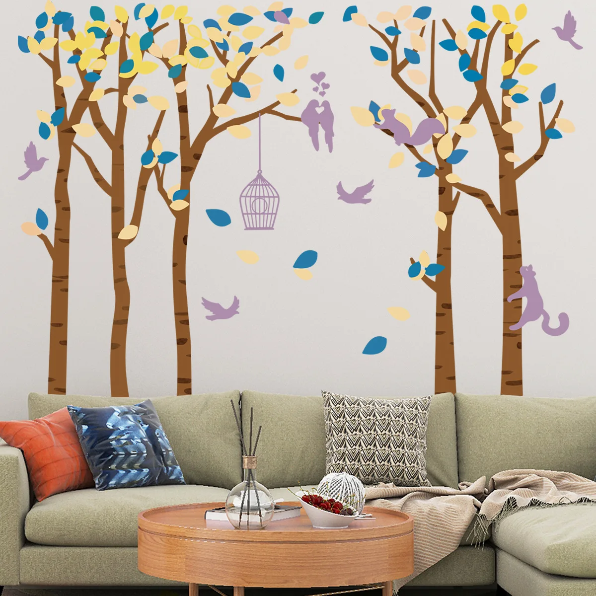 

New Kids Room Wall Stickers Animals And Trees Wallpaper Self Adhesive Vinyl Decals Children's Room Decoration Living Room Decor