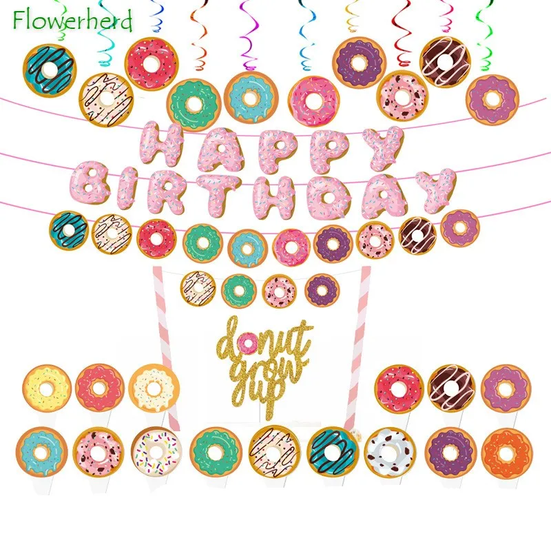 

Пончик вечерние пончик вставка для торта бумажная поздравительная открытка флаг с надписью годовалого возраста вставка для торта украшени...