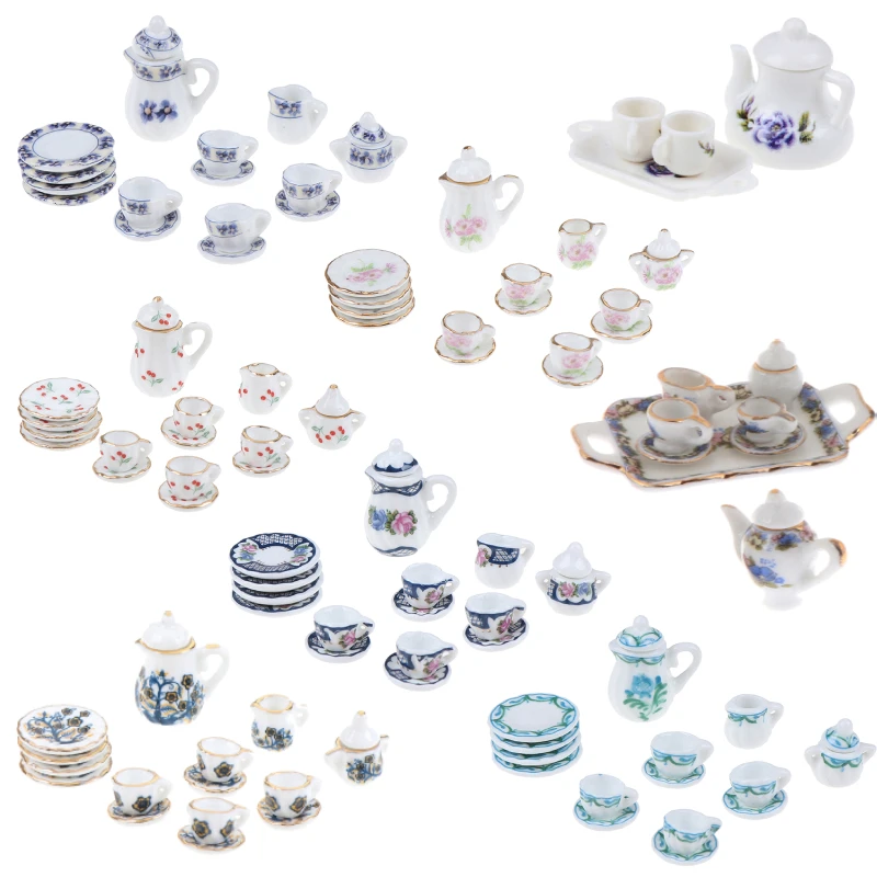 Новая миниатюрная столовая посуда фарфоровый чайный набор блюдо чашка тарелка