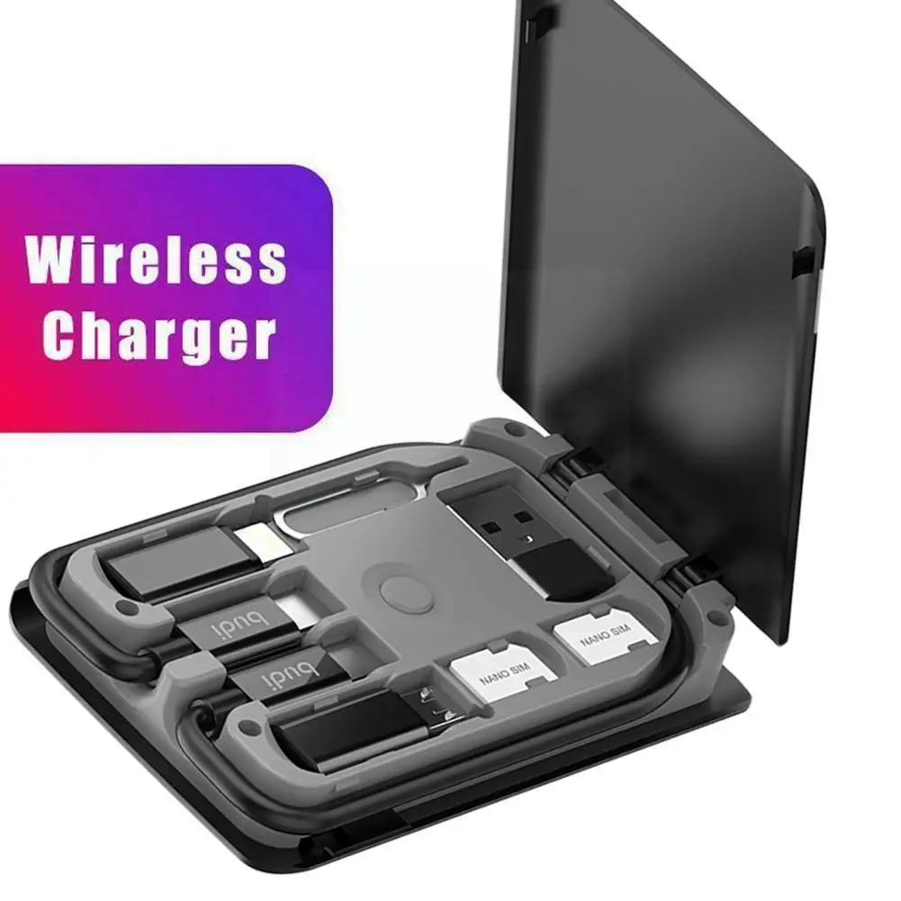 

Многофункциональный контейнер для хранения карт с умным адаптером BUDI, портативная беспроводная сумка для хранения Samsung Xiaomi для iPhone 5 Вт, для ...