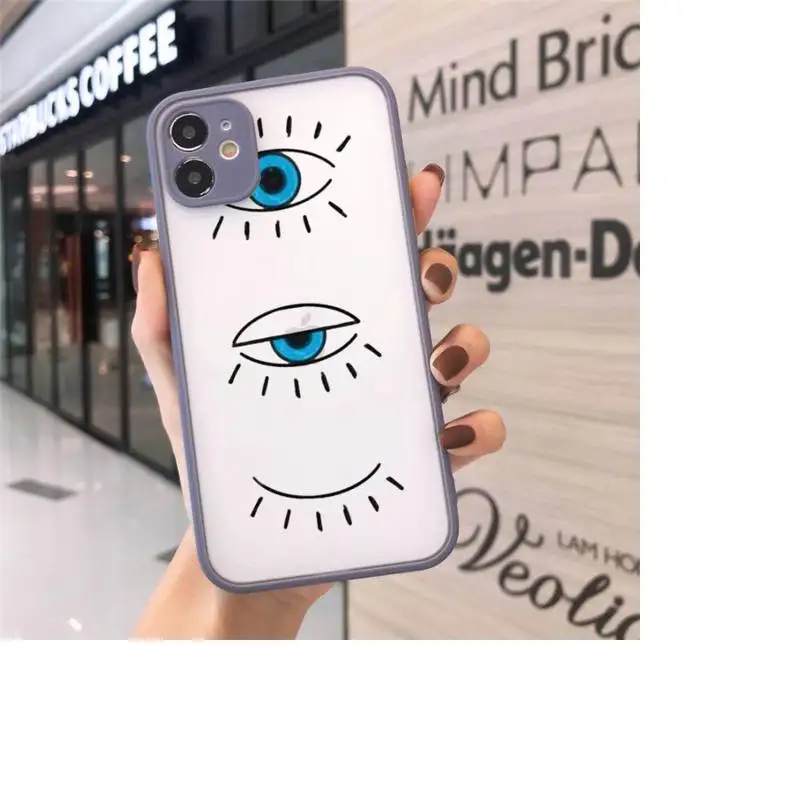 

Evil eye blue pattern Luxury Phone Cases matte transparent For iphone 7 8 11 12 plus mini x xs xr pro max cover