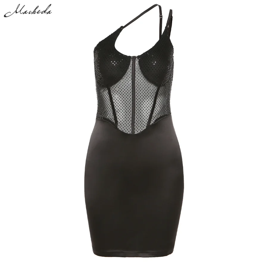 

Spring Black Fashion Mesh Slim Dress Women Sexy Sling Sleeveless Clothing Lady Street Bodycon Mini Dresses 2021 New