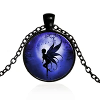 new moon fairy elf art photo cabochon glass pendant necklace moon fairy elf jewelry accessories for womens mens creative gifts