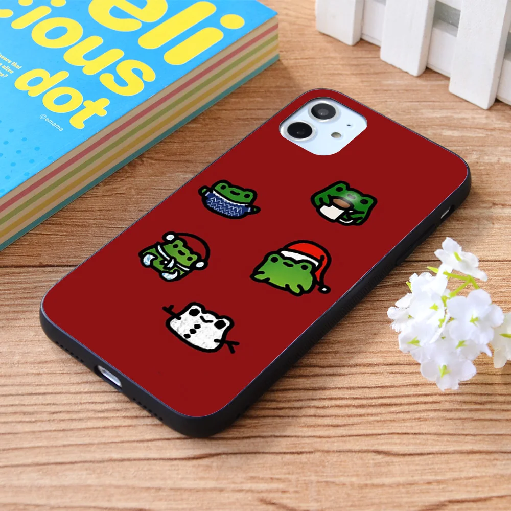 

For iPhone Christmas Frogs Doodle Soft TPU border Apple iPhone Case