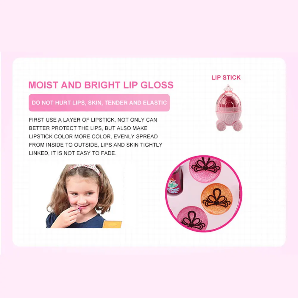 

Girls Princess Simulation Lipstick Mini Salon Training Makeup Toys Set Pretend Play Safety Children Gift Cosmetics Car Eyeshadow