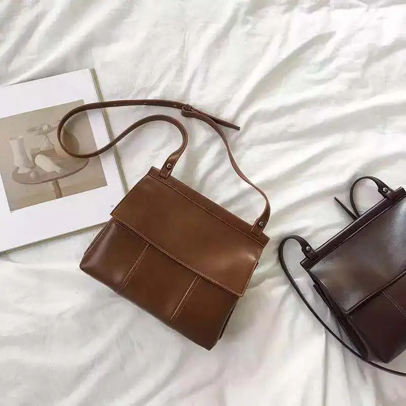 01 Brown Новые женские Дамские Сумки, Курьерская сумка, модная сумка на плечо, простые Стильные корейские сумки через плечо из искусственной кожи, офисные женские сумки с клапаном, большой емкости - Цвет: 01 Brown
