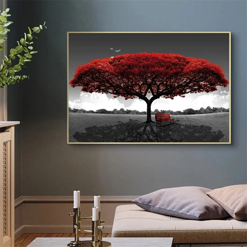 

Abstract Red Trees Canvas Paintings On the Wall Art Posters And Prints Trees Landscape Canvas Art Pictues For Living Room Cuadro