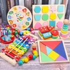 Обучающие деревянные игрушки Монтессори, сенсорные красочные головоломки для тренировки мозга, интеллектуальное обучение, игрушка для детей