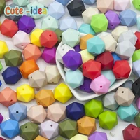 cute idea 10pcs 14mm silicone icosahedron beads bpa free baby teething chewable beads diy pacifier chain toys infants goods