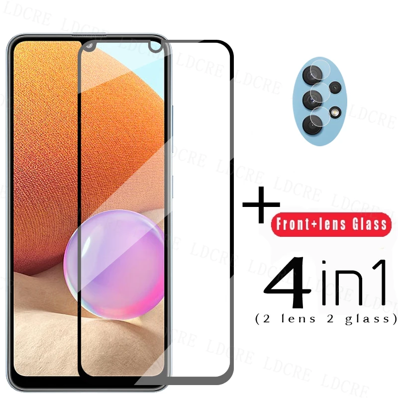 Vidrio Templado 4 en 1 para Samsung Galaxy A32, cristal Protector de pantalla para Samsung A32, A52, A72, A03s, A52s, A21s, A22, A12, A13-0