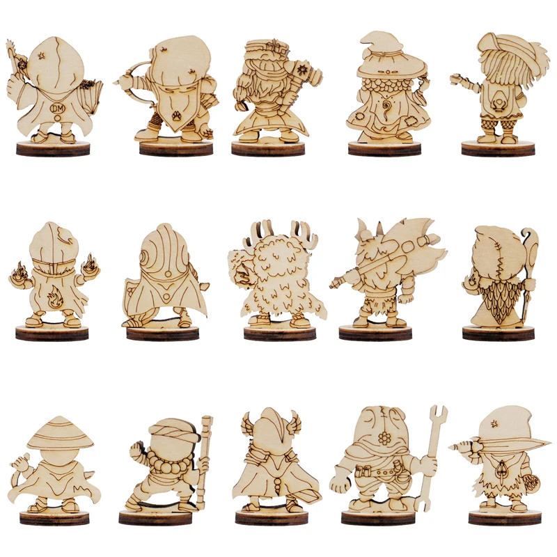 Фэнтезийные миниатюры DND, 14 классов милых персонажей, набор деревянных лазерных фигурок 2,5D, масштаб 28 мм от AliExpress WW