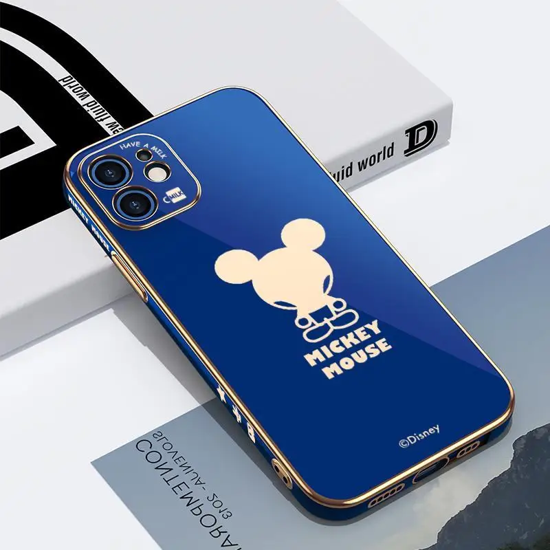 

Disney Mickey Minnie Cartoon Luxurious Mobile Phone Case for iPhone12 12pro max Couples Cute Cellphone Shell