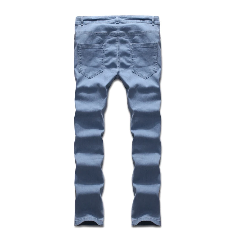 Мужские модные простые джинсы обтягивающие светло-голубые тональные модели