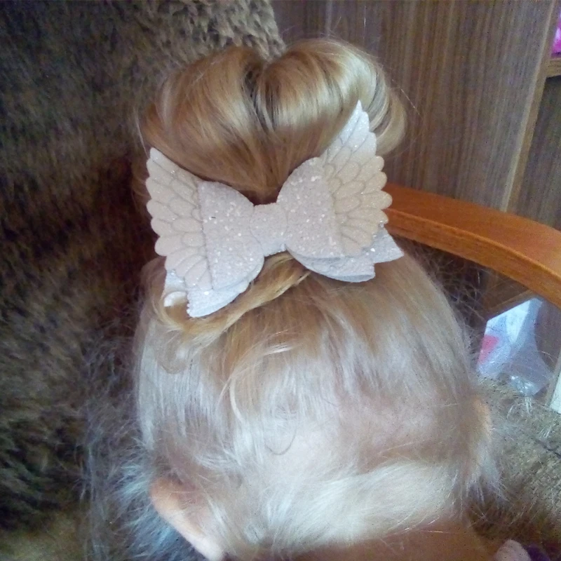 Крылья ангела заколки для волос девочек детские блестящие банты принцессы