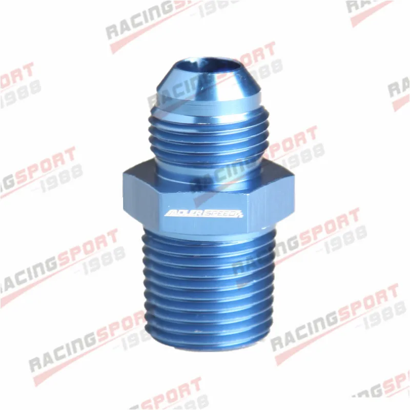 

8AN AN-8 Male To 1/2'' NPT Straight Flare To Pipe Thread Fitting Adapter Blue
