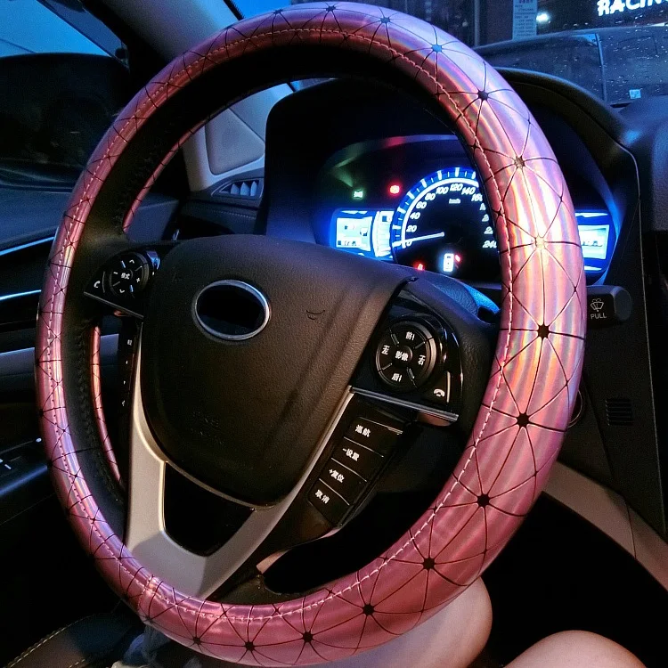 Модный чехол на руль 38 см с электропокрытием универсальный розовый для салона